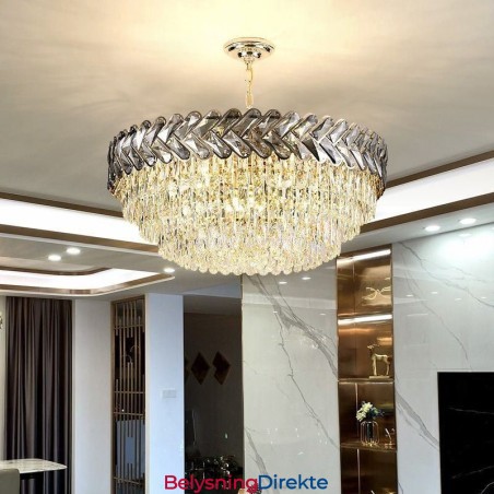 Krystall Pendellampe Gullfarget Taklampe