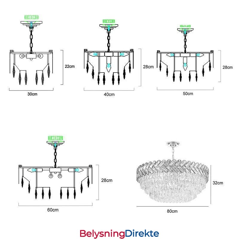 Krystall Pendellampe Gullfarget Taklampe