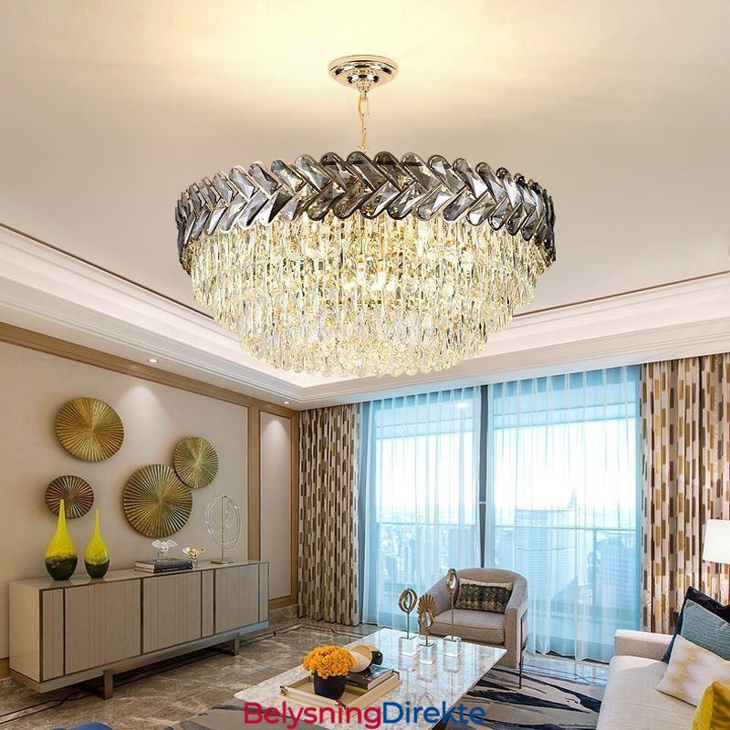 Krystall Pendellampe Gullfarget Taklampe