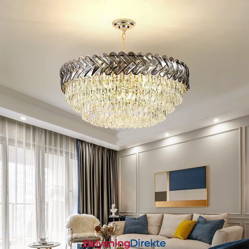 Krystall Pendellampe Gullfarget Taklampe