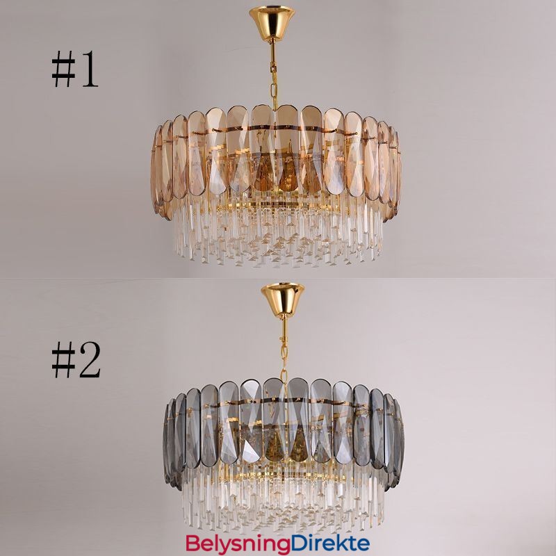 Luksuriøs Pendellampe Krystallgull Taklampe
