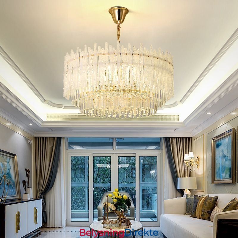 Krystall Rund Korall Taklampe Pendellampe