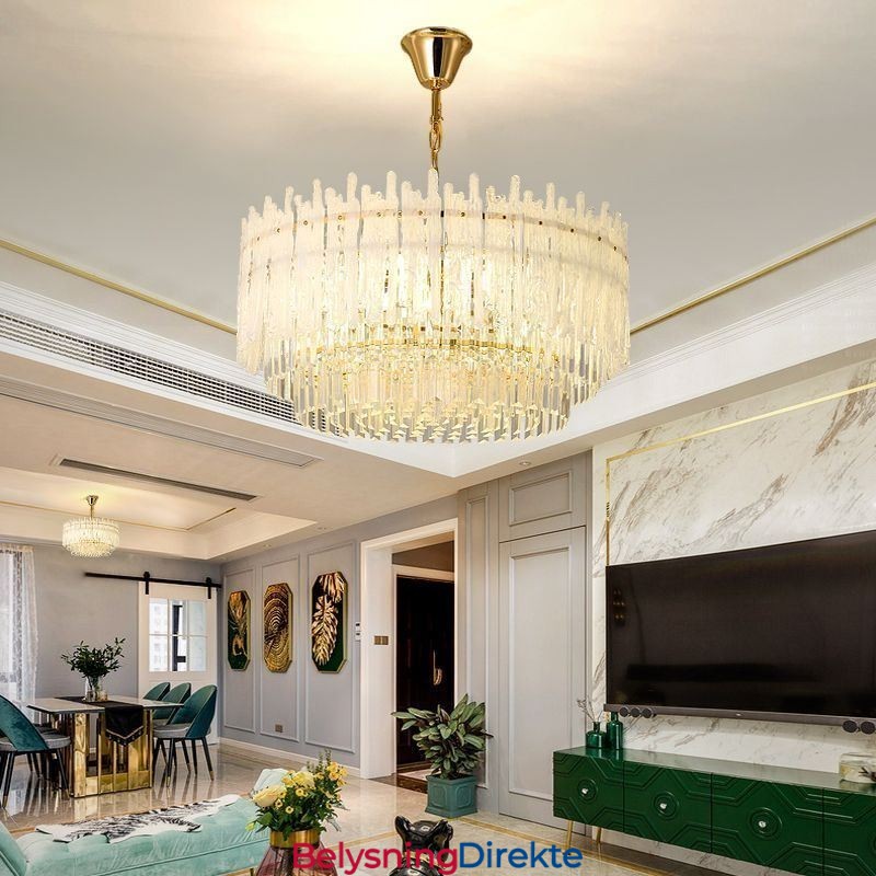 Krystall Rund Korall Taklampe Pendellampe