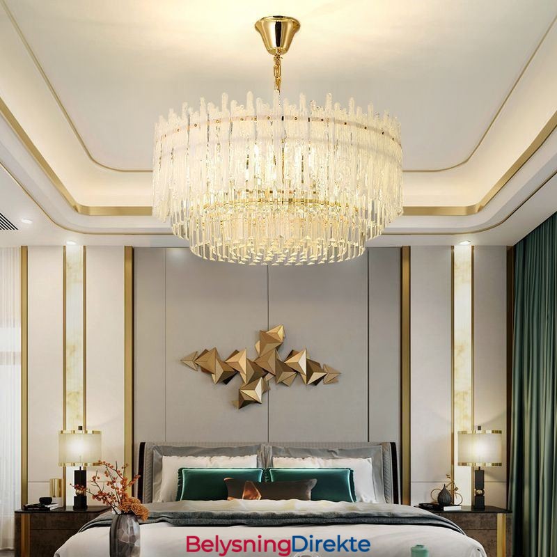 Krystall Rund Korall Taklampe Pendellampe