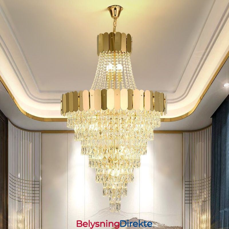 Europeisk Krystall Pendellampe Konisk Hengelampe