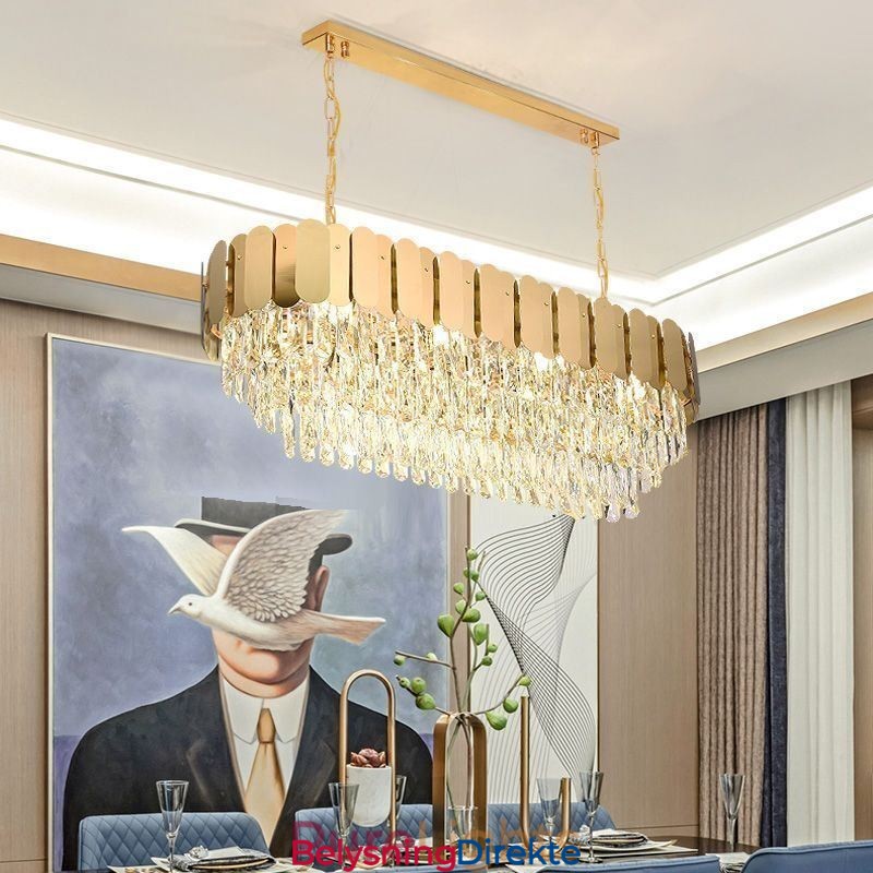 Krystall Pendellampe Luksuriøs Oval Taklampe