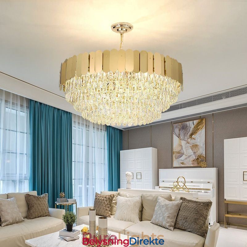 Moderne Pendellampe Krystall Rund Hengende Taklampe