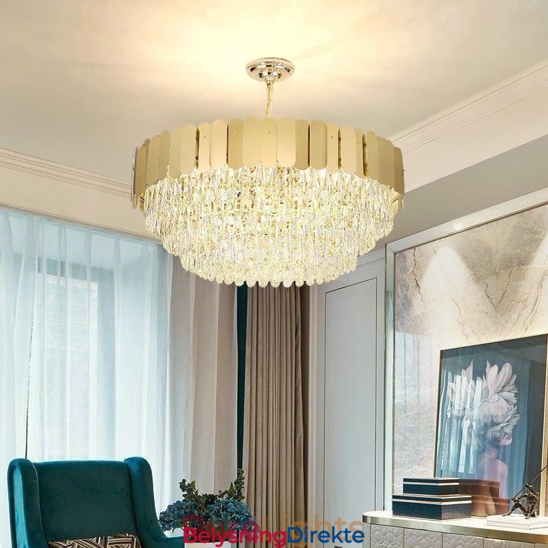 Moderne Pendellampe Krystall Rund Hengende Taklampe