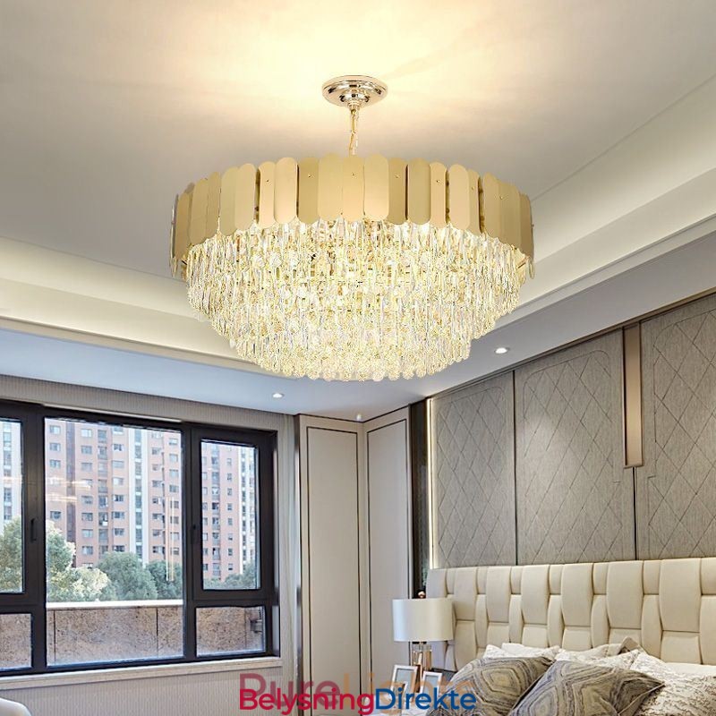 Moderne Pendellampe Krystall Rund Hengende Taklampe