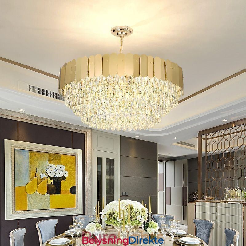 Moderne Pendellampe Krystall Rund Hengende Taklampe