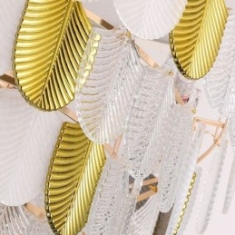 Krystall Elegant Bladformet Taklampe Med Pendellampe