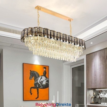 K9 Krystall Pendellampe Luksuriøs Oval Hengelampe