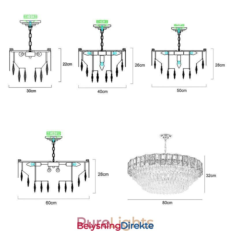 Krystall Pendellampe Moderne Taklamper