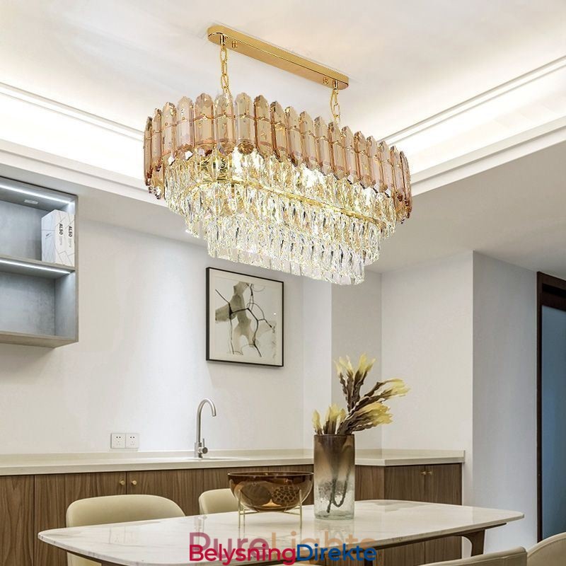 Moderne Krystall Pendellampe Luksuriøs Oval Taklampe