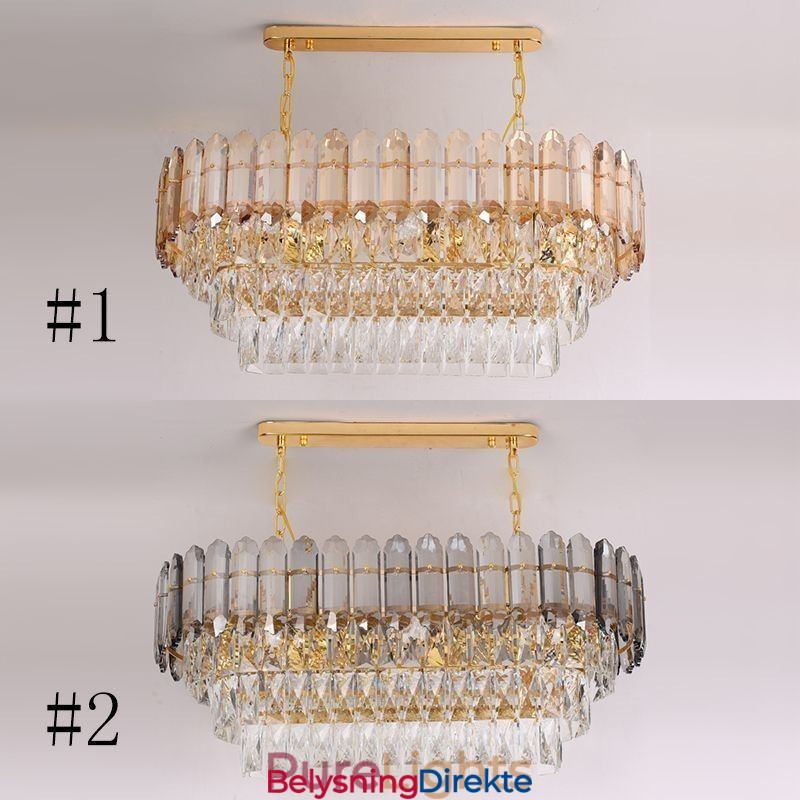 Moderne Krystall Pendellampe Luksuriøs Oval Taklampe