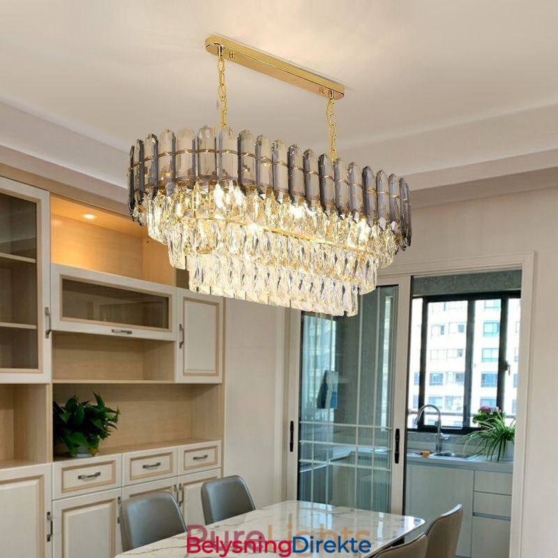 Moderne Krystall Pendellampe Luksuriøs Oval Taklampe