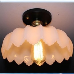 Retro Taklampe Med 1 Hode I Lotus-Glass I Imitert Jade