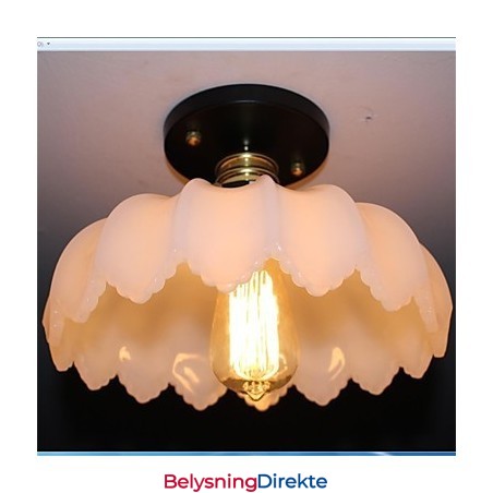 Retro Taklampe Med 1 Hode I Lotus-Glass I Imitert Jade