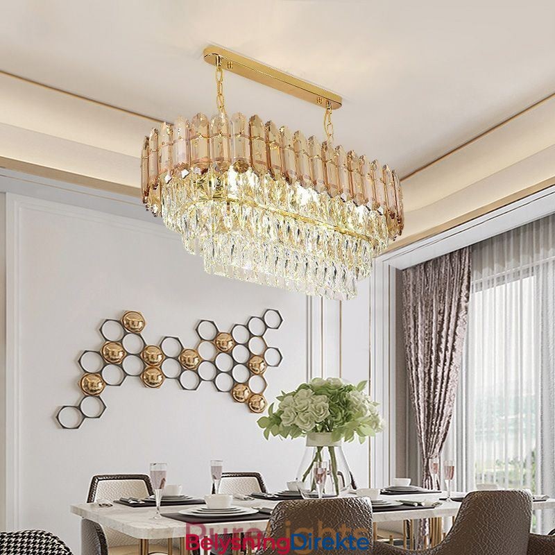 Moderne Krystall Pendellampe Luksuriøs Oval Taklampe