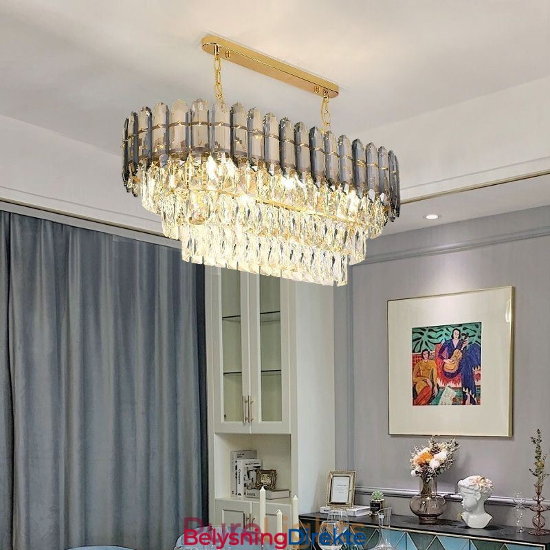 Moderne Krystall Pendellampe Luksuriøs Oval Taklampe
