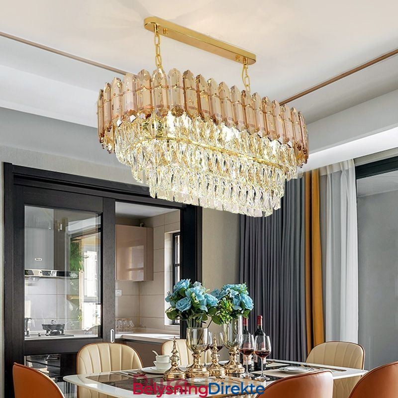 Moderne Krystall Pendellampe Luksuriøs Oval Taklampe