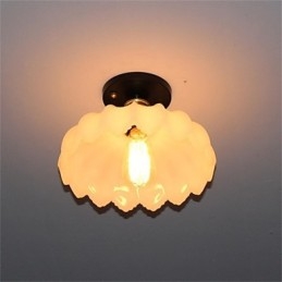Retro Taklampe Med 1 Hode I Lotus-Glass I Imitert Jade