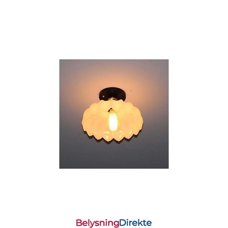 Retro Taklampe Med 1 Hode I Lotus-Glass I Imitert Jade