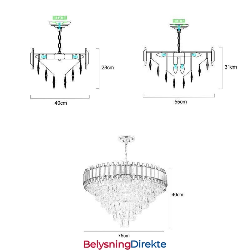 Luksuriøs Krystall Pendellampe Rund Takbelysning