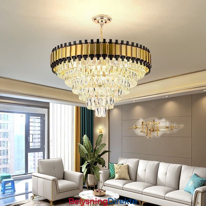 Luksuriøs Krystall Pendellampe Rund Takbelysning