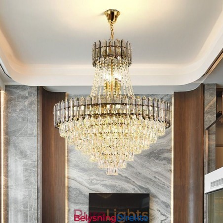 Moderne Gullkrystall Pendellampe Hengende Lampe