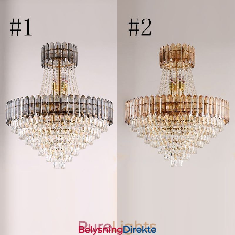 Moderne Gullkrystall Pendellampe Hengende Lampe