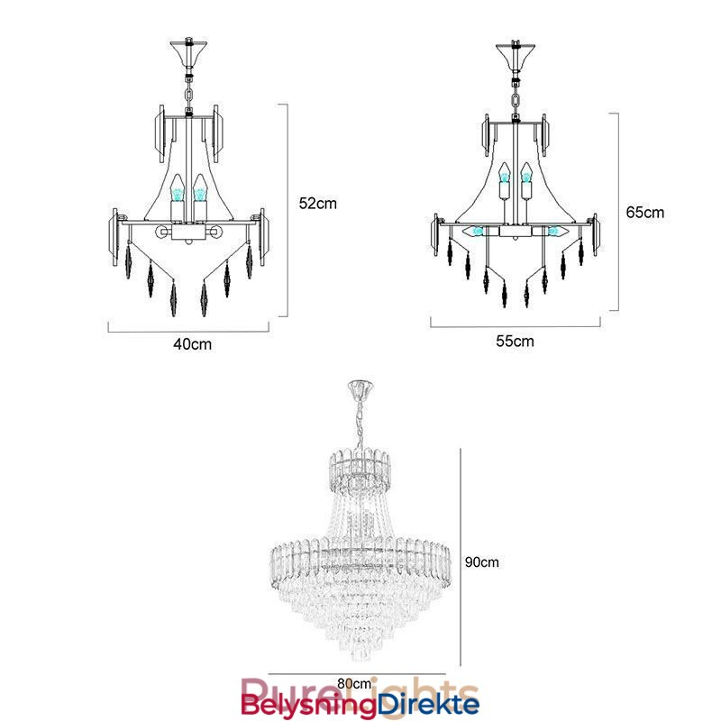 Moderne Gullkrystall Pendellampe Hengende Lampe