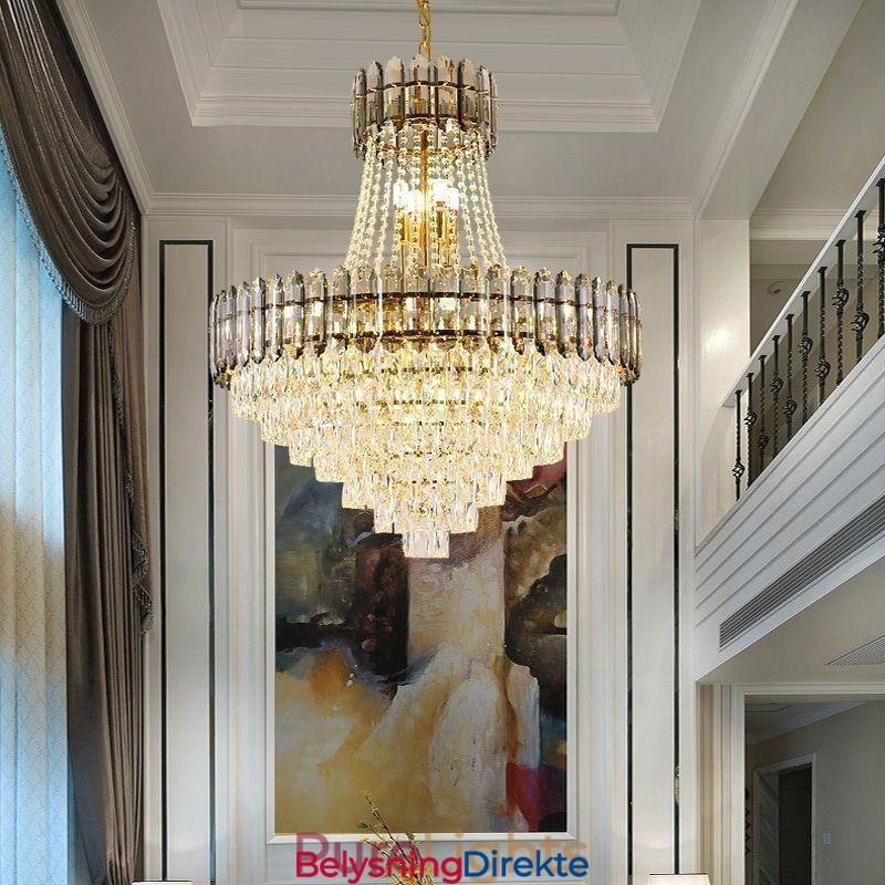 Moderne Gullkrystall Pendellampe Hengende Lampe