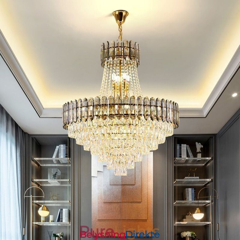 Moderne Gullkrystall Pendellampe Hengende Lampe