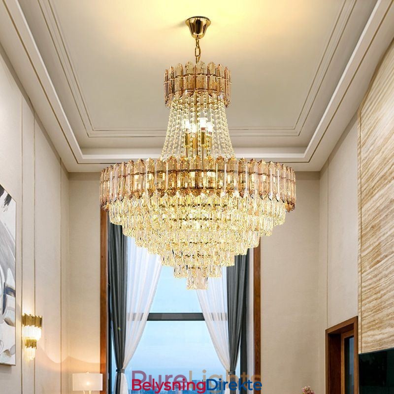 Moderne Gullkrystall Pendellampe Hengende Lampe