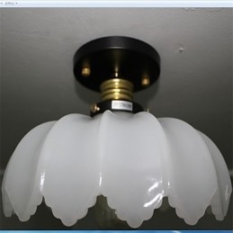 Retro Taklampe Med 1 Hode I Lotus-Glass I Imitert Jade