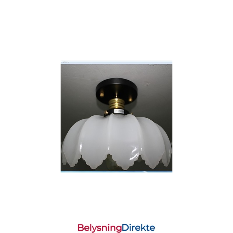 Retro Taklampe Med 1 Hode I Lotus-Glass I Imitert Jade