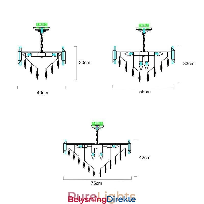 Luksuriøs Krystall Pendellampe Taklampe 6 9 12 Lys