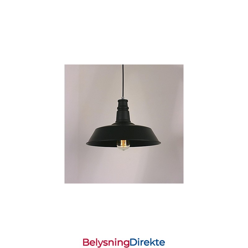 Svart Moderne Pendellampe I Sirkelformet Lampeskjerm