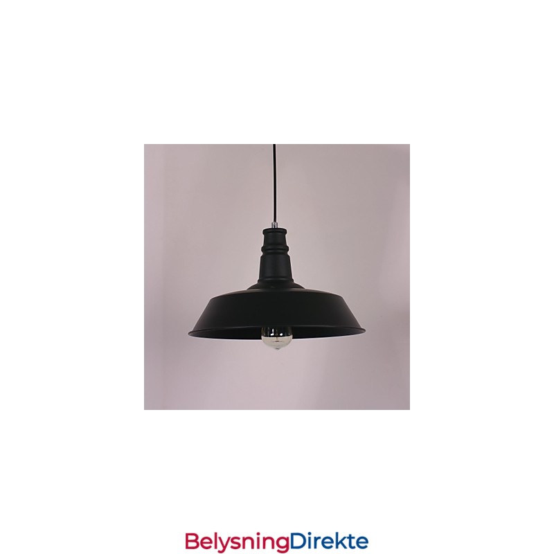 Svart Moderne Pendellampe I Sirkelformet Lampeskjerm