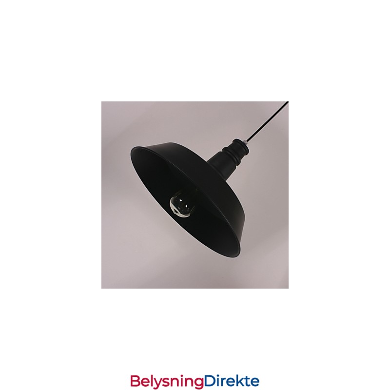 Svart Moderne Pendellampe I Sirkelformet Lampeskjerm