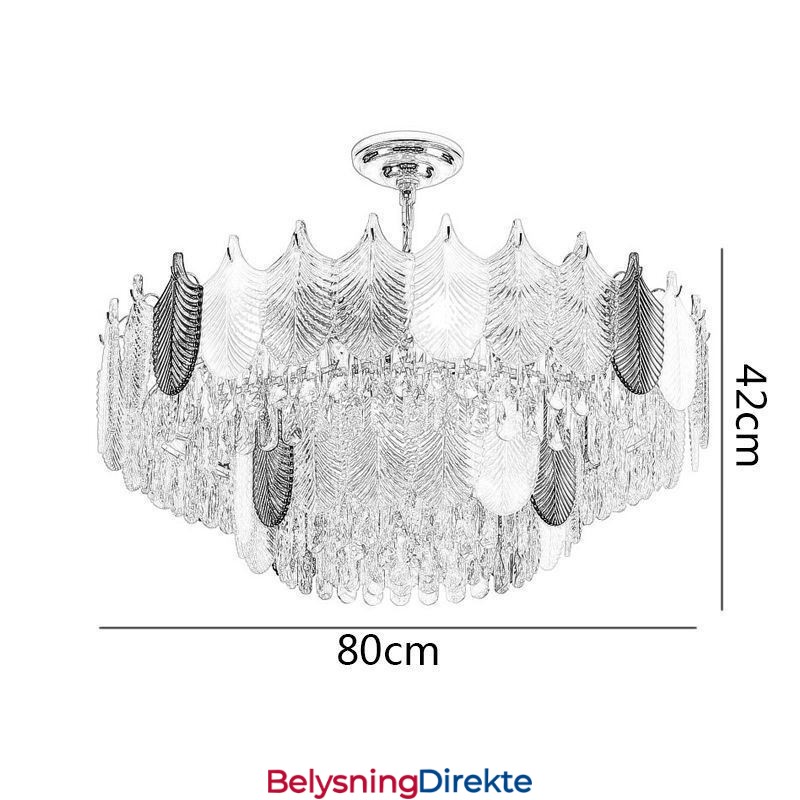 Luksuriøs Bladformet Anhengslampe I Krystall I Taket