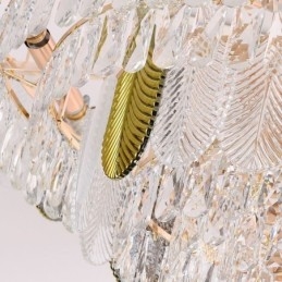 Luksuriøs Bladformet Anhengslampe I Krystall I Taket