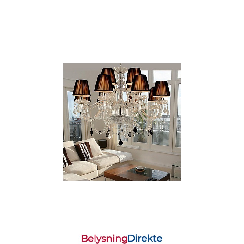 Elegant Krystalllysekrone Med 12 Lys