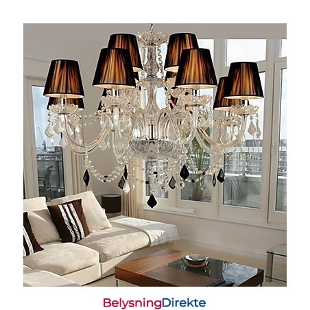 Elegant Krystalllysekrone Med 12 Lys