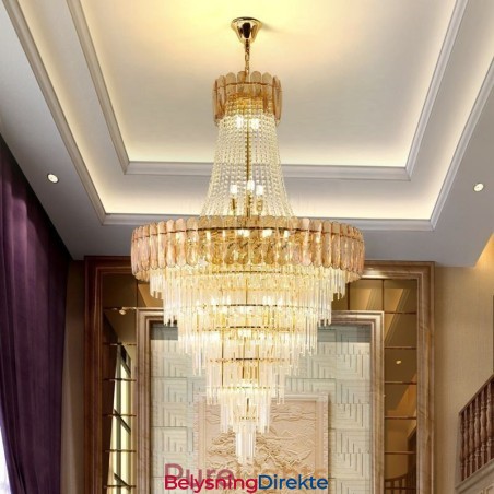 Europeisk Elegant Krystall Pendellampe Konisk Taklampe