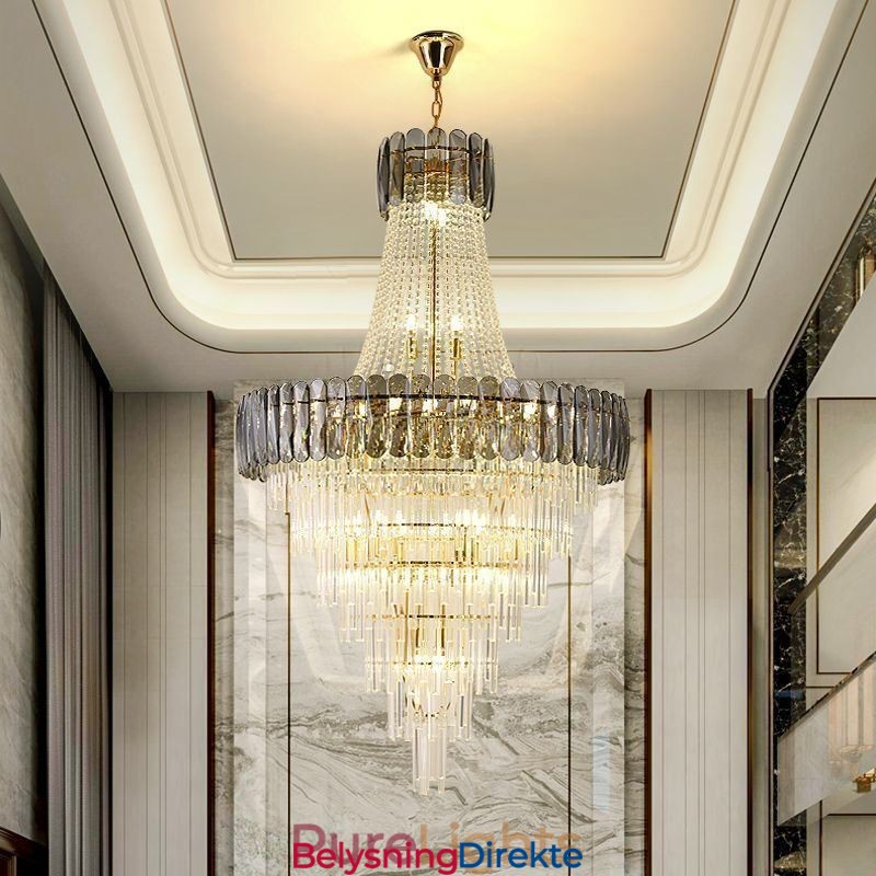 Europeisk Elegant Krystall Pendellampe Konisk Taklampe