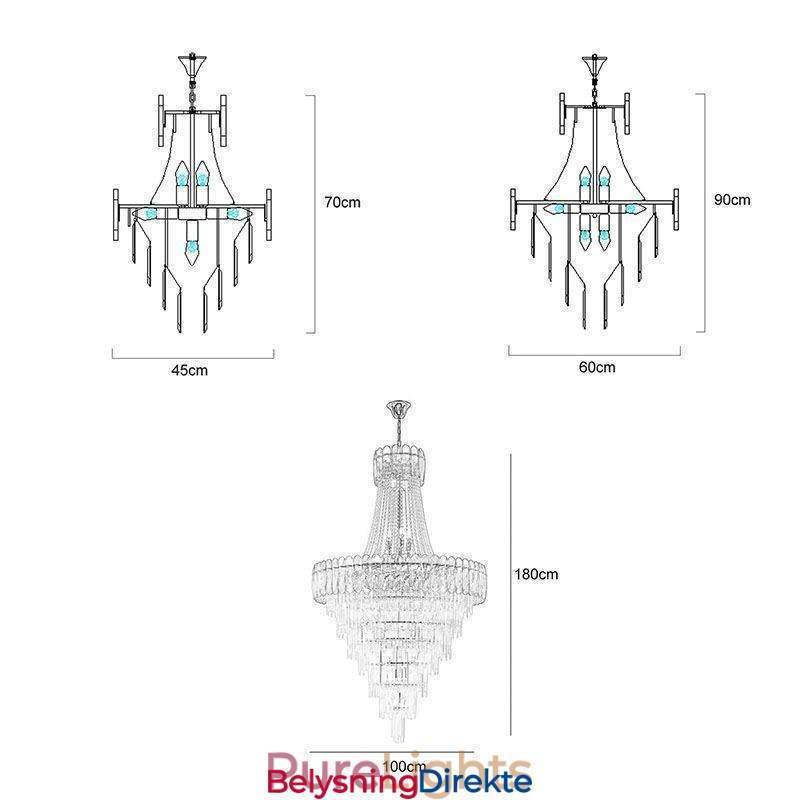 Europeisk Elegant Krystall Pendellampe Konisk Taklampe