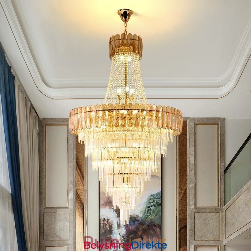 Europeisk Elegant Krystall Pendellampe Konisk Taklampe