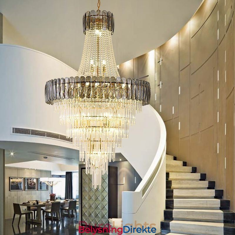 Europeisk Elegant Krystall Pendellampe Konisk Taklampe